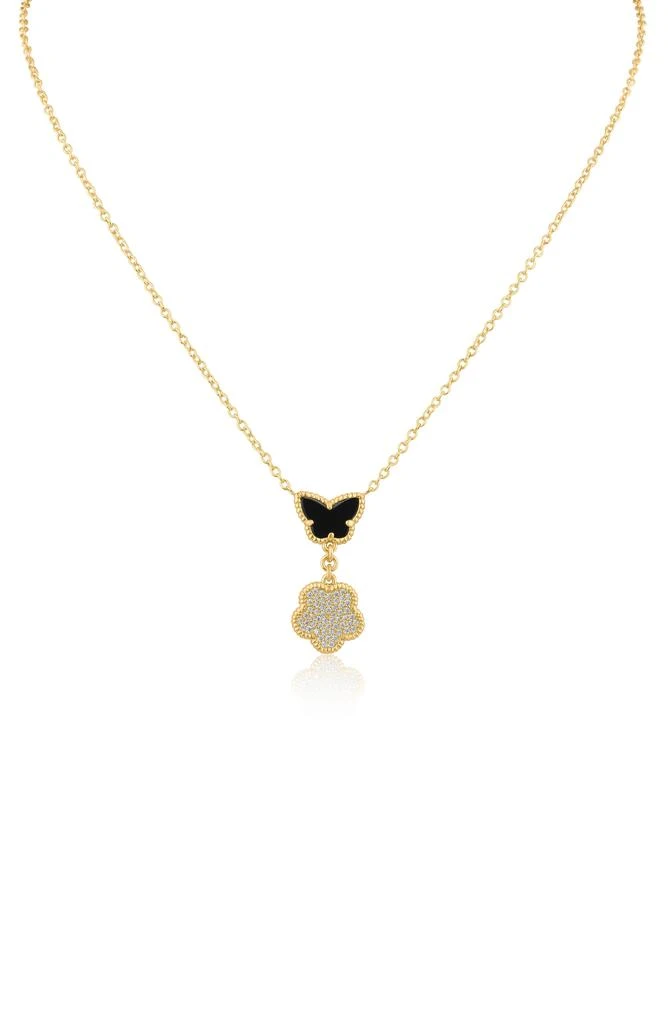 Kenneth Jay Lane CZ Pavé Butterfly
Clover Drop Pendant Necklace