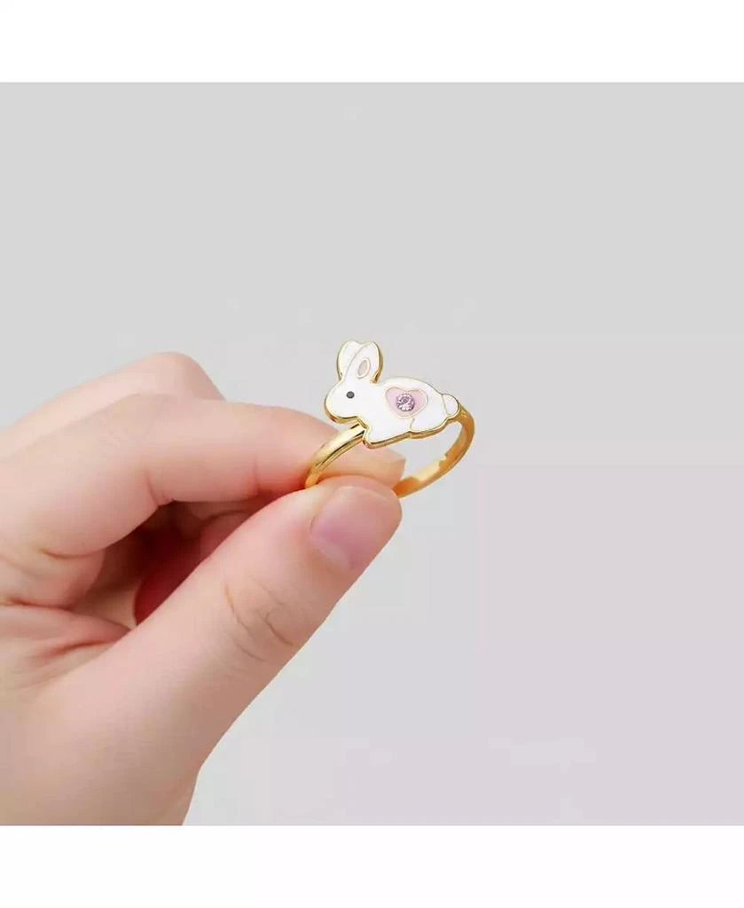 GiGiGirl 14k Gold Plated with pink 
white Bunny Rabbit Adjustable Ring 3