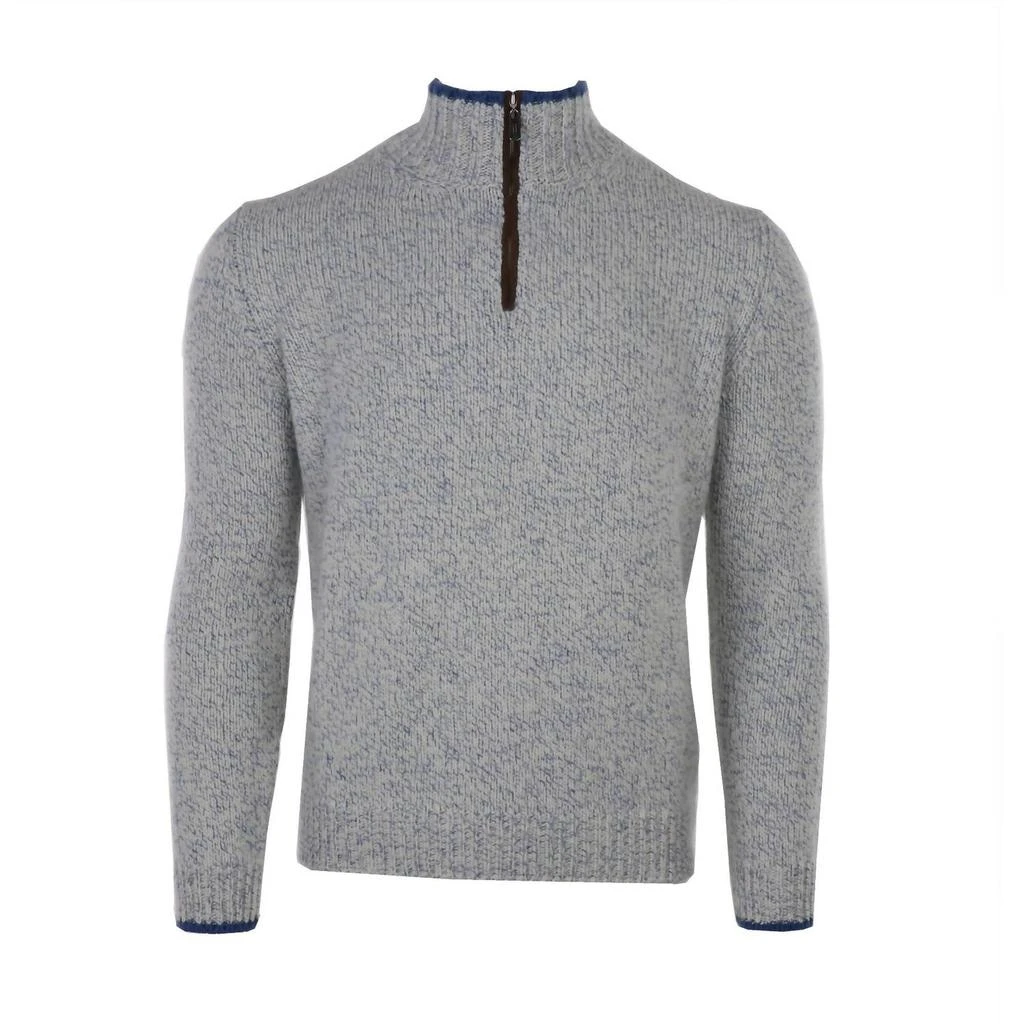 Fedeli Fedeli - Men's Cashmere Bicolor & Suede Quarter Zip 1