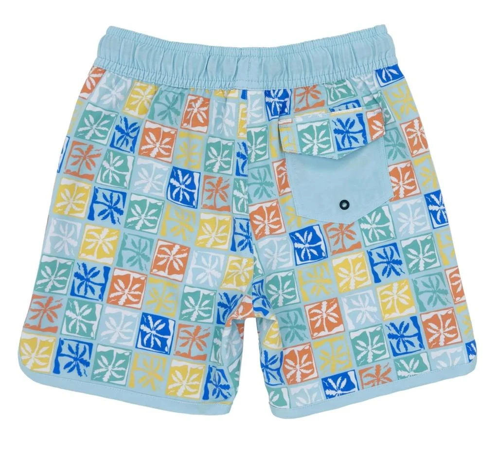 feather 4 arrow Boy's Scallop Edge Boardshort In Palm Check 2