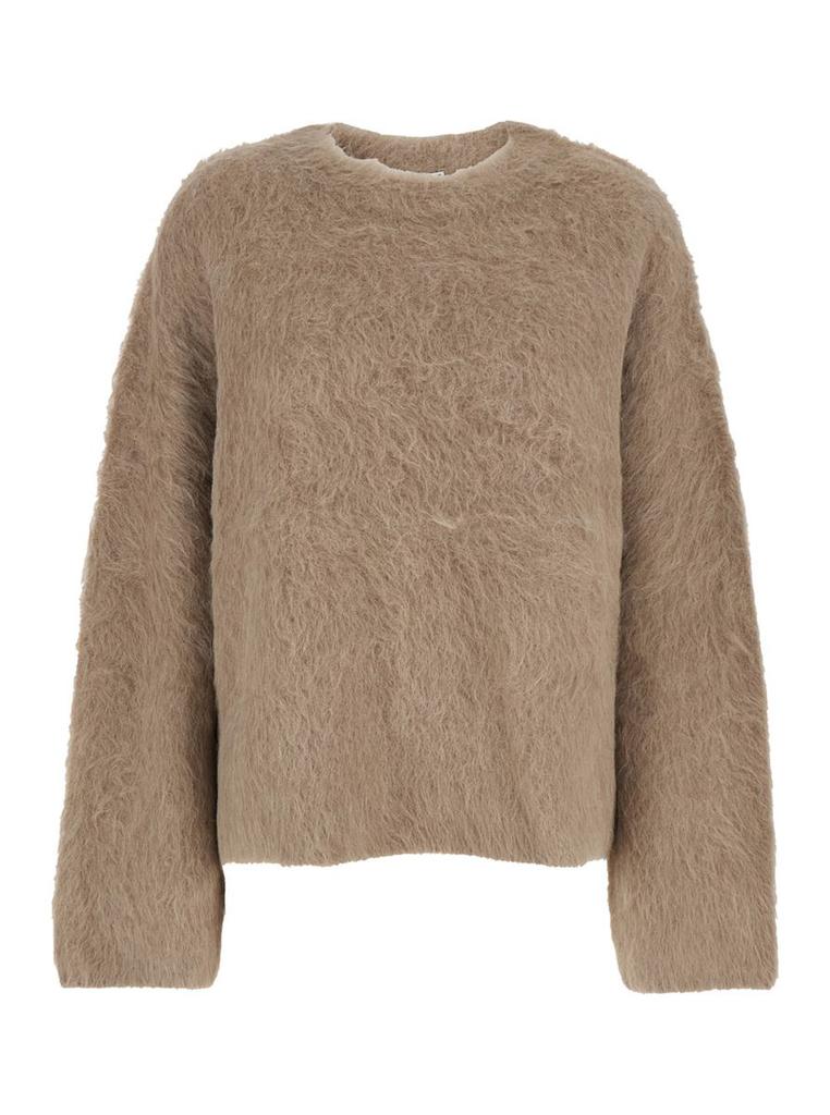 Totême Beige Oversized Sweater With Brushed Effect In Alpaca Blend Woman