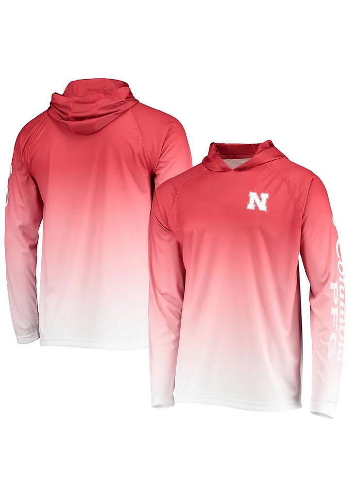 Columbia NCAA PFG Nebraska Huskers Terminal Tackle Omni-Shade UPF 50 Long Sleeve Hooded Top