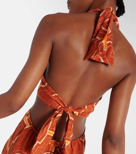 JOHANNA ORTIZ Printed cutout linen maxi dress 6