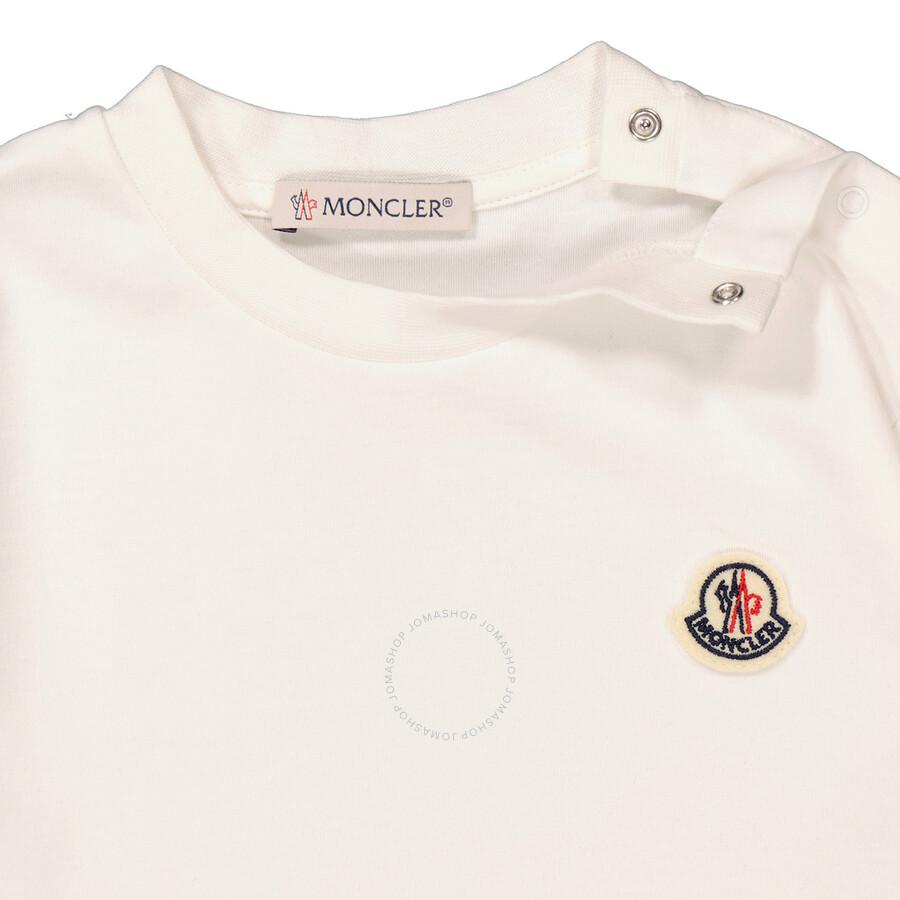 Moncler Girls Natural Ruffle-Trim Logo Patch Long-Sleeve T