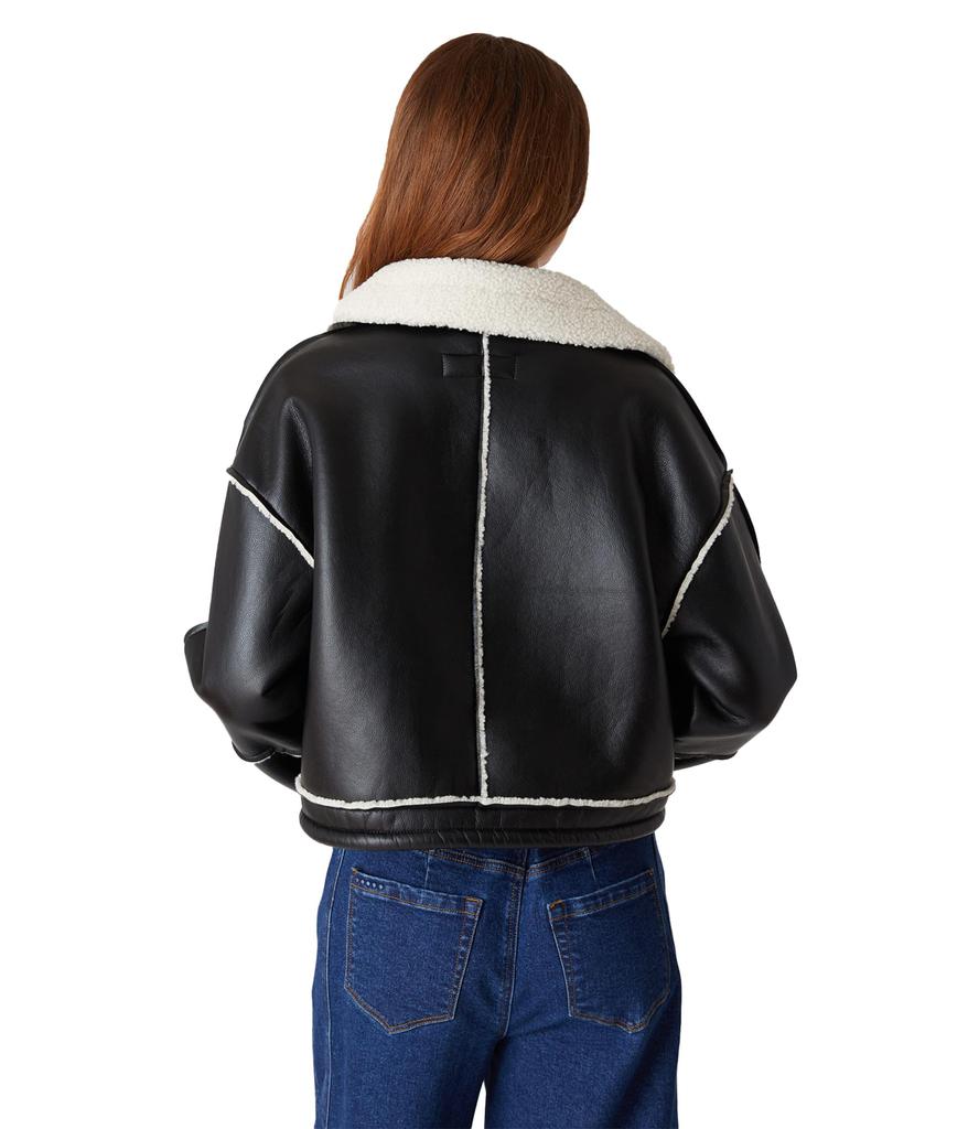 Blank NYC Leather and Sherpa Bonded Moto Jacket