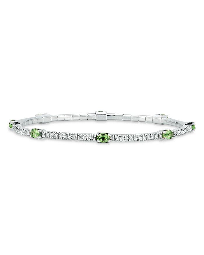 EXTENSIBLE 18K White Gold Tsavorite 
Diamond Stretch Tennis Bracelet