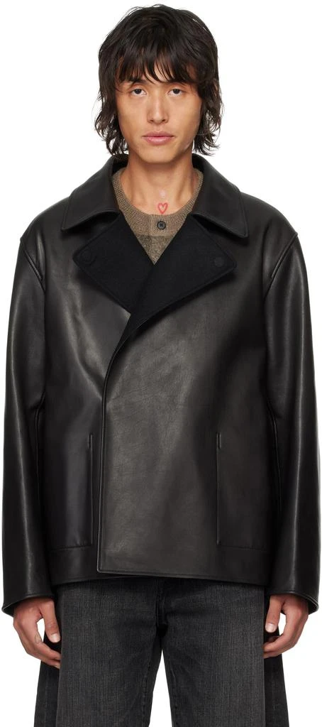 stein Black Short Bonded Reversible Leather Jacket 1