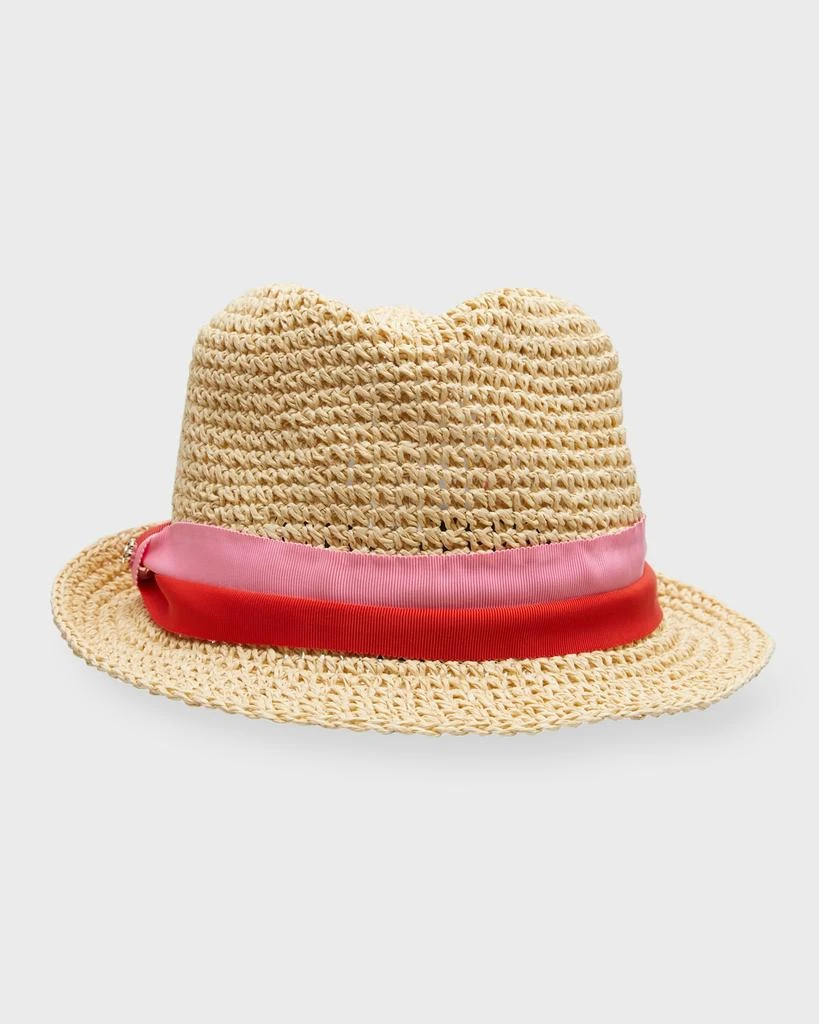 Kate Spade trilby straw fedora with bicolor band 1