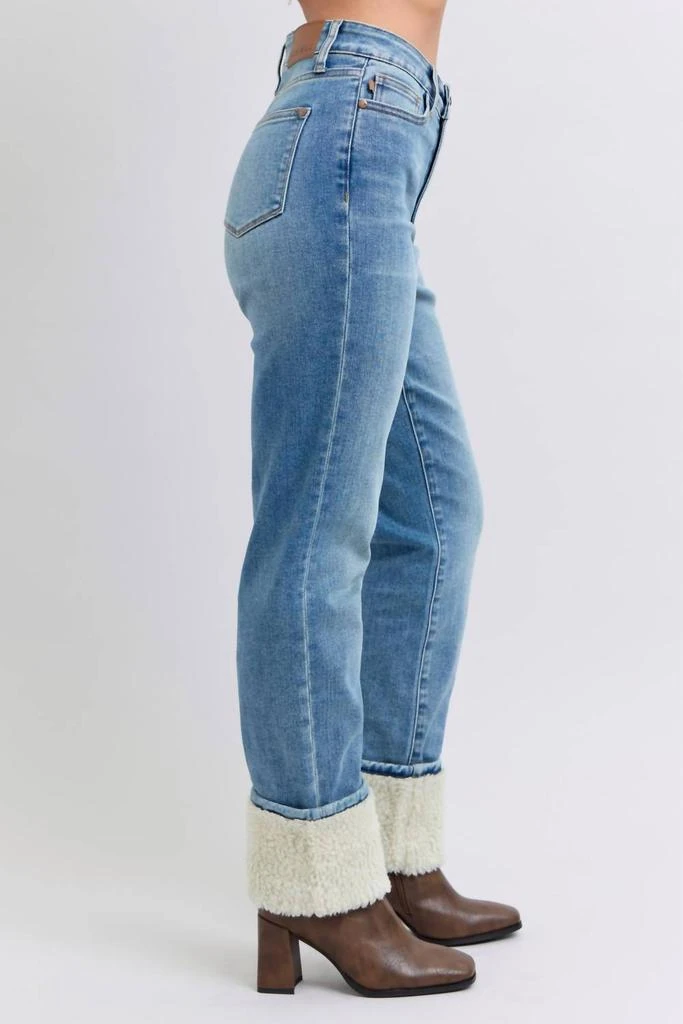 Judy Blue Judy Blue - High Waist Shearling Cuff Straight Leg Jeans 3