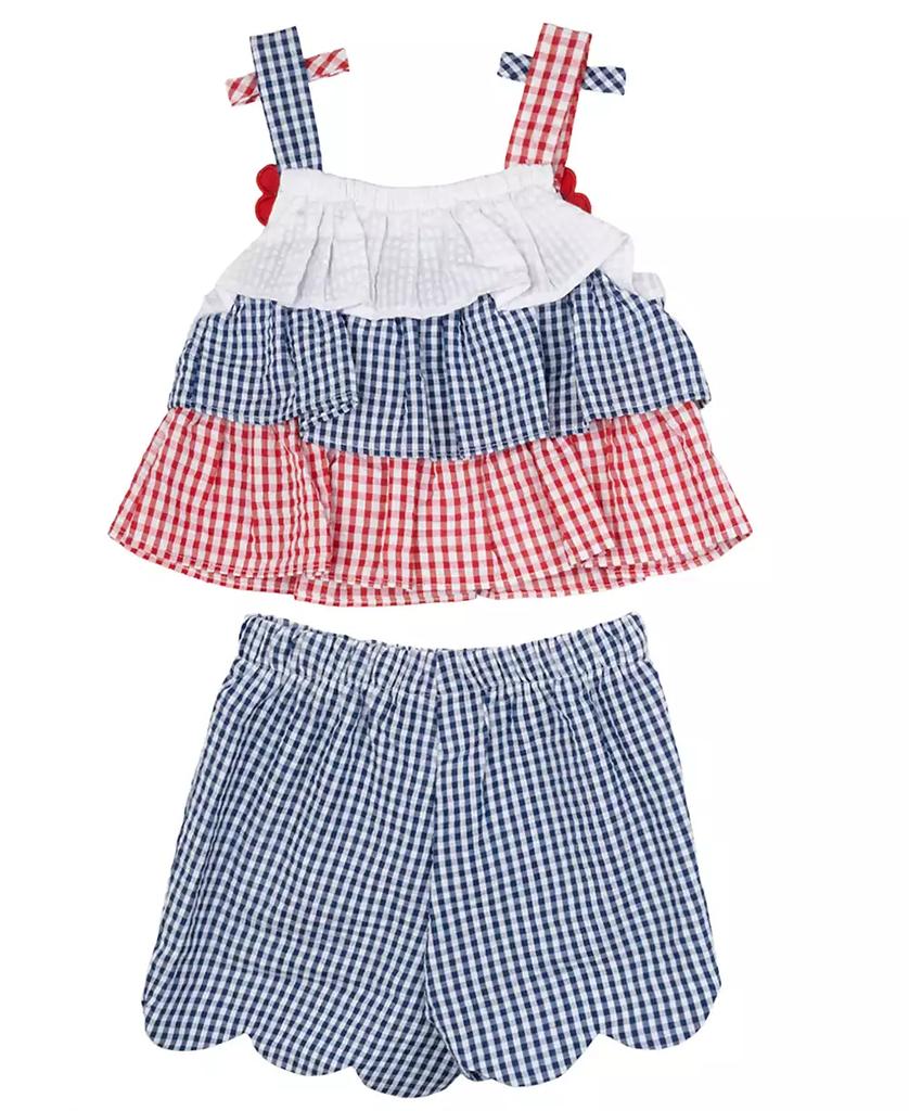 Rare Editions Baby Girls 2-Piece Americana Top and Seersucker Shorts Set