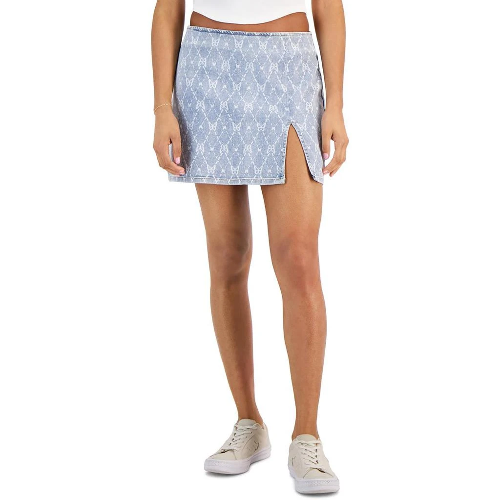 Tinseltown Juniors Womens Mini Printed Denim Skirt 3