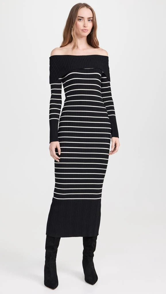 endless rose Off Shoulder Fold Striped Maxi Dress 4