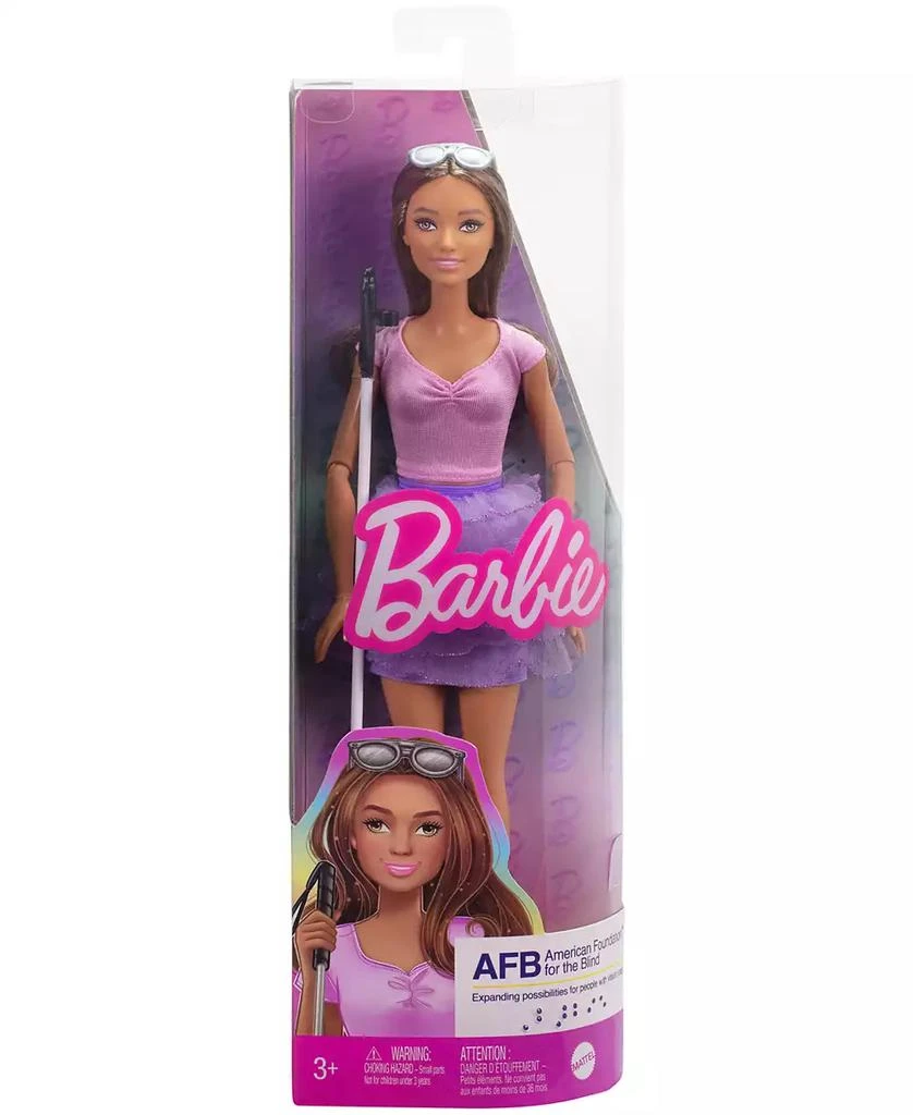 Barbie Fashionistas Doll Brown Hair & Eyes-Blind Doll with Cane and Sunglasses 6