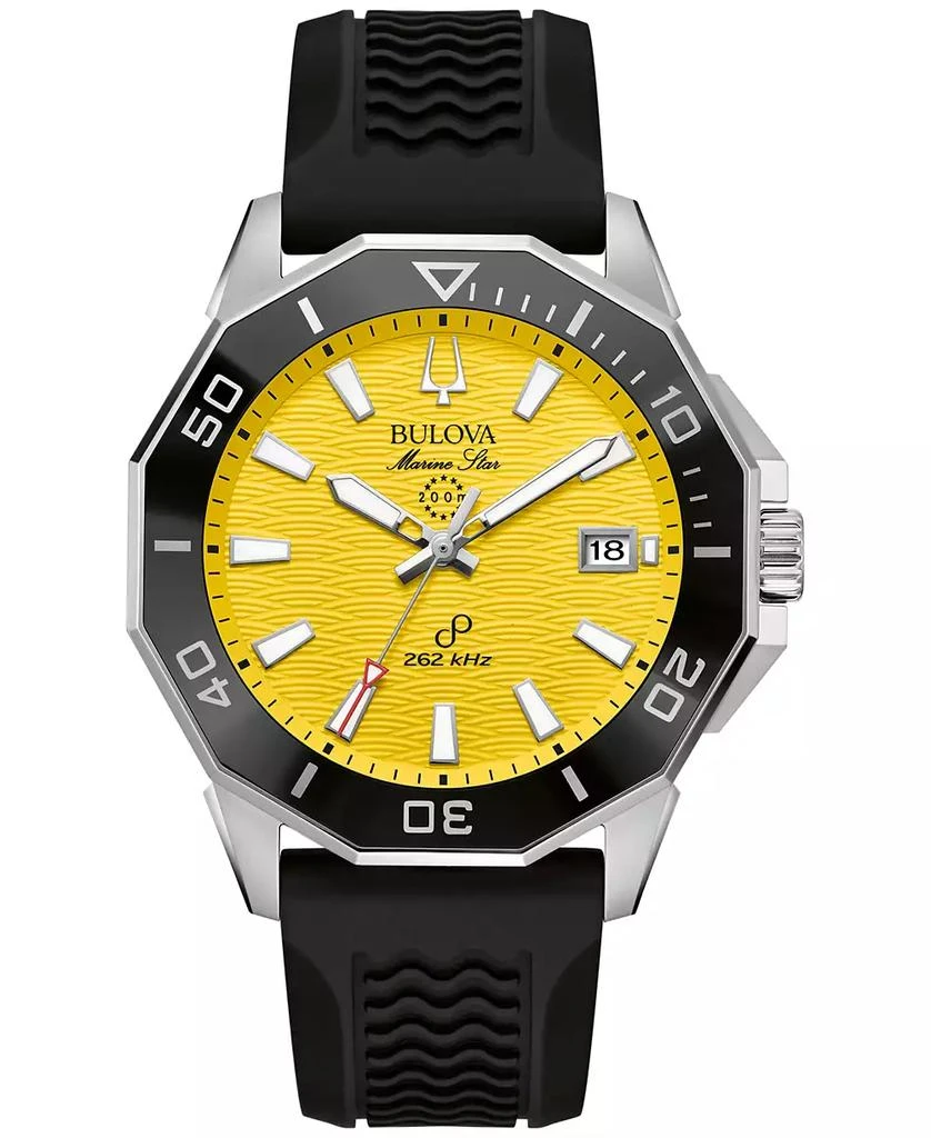 Bulova Men's Marine Star Black Silicone Strap Watch 43mm 1