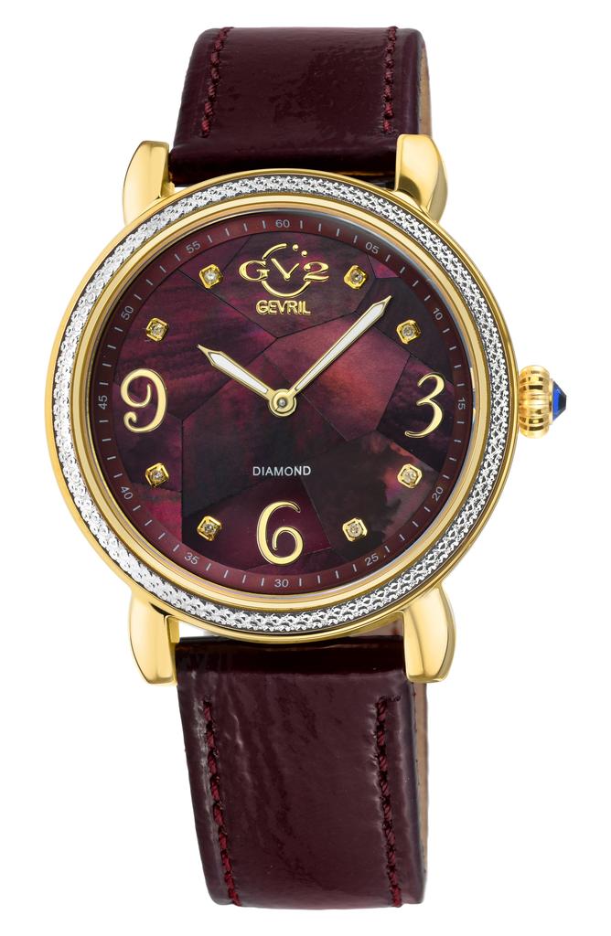 GV2 Ravenna Swiss Quartz Diamond Accent Leather Strap Watch, 37mm