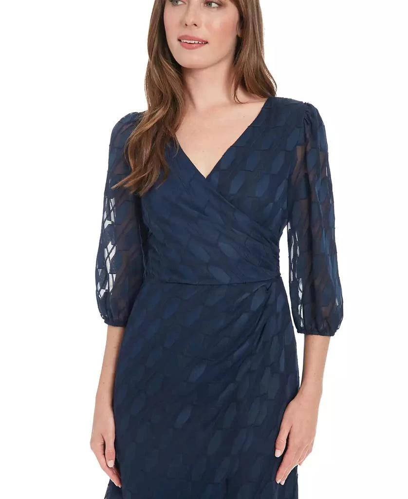 London Times Petite V-Neck 3/4-Sleeve Burnout Sheath Dress 4