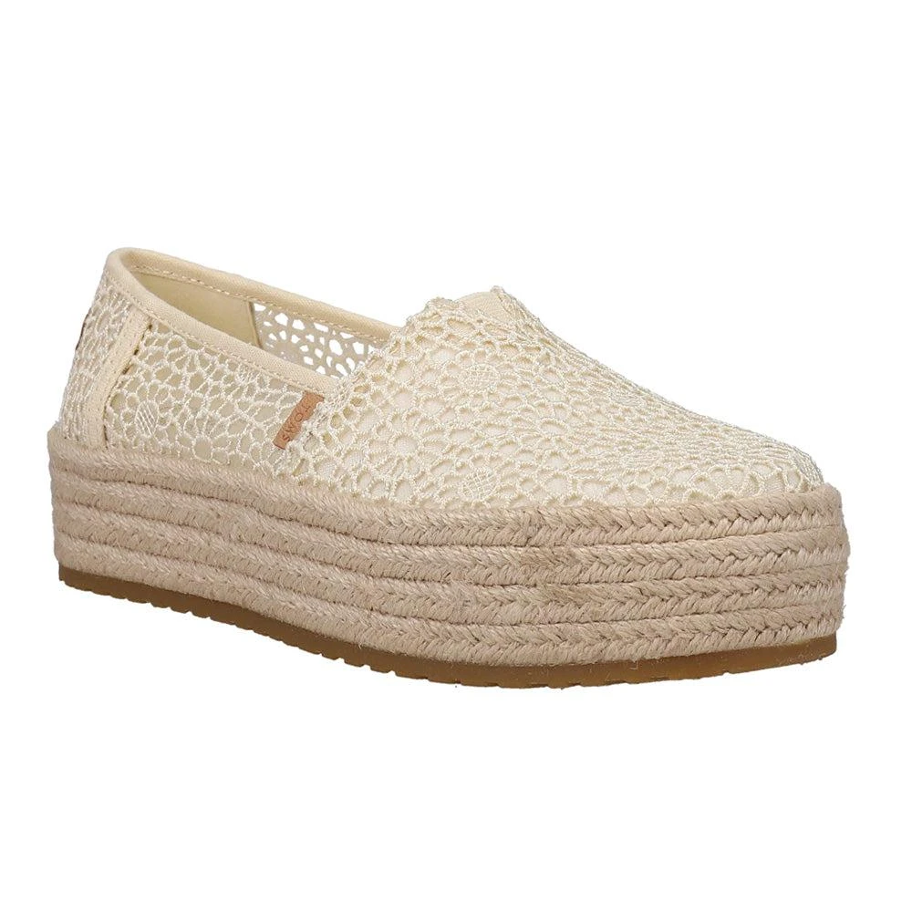 TOMS Valencia Floral Crochet Platform Espadrille Slip On Flats 2