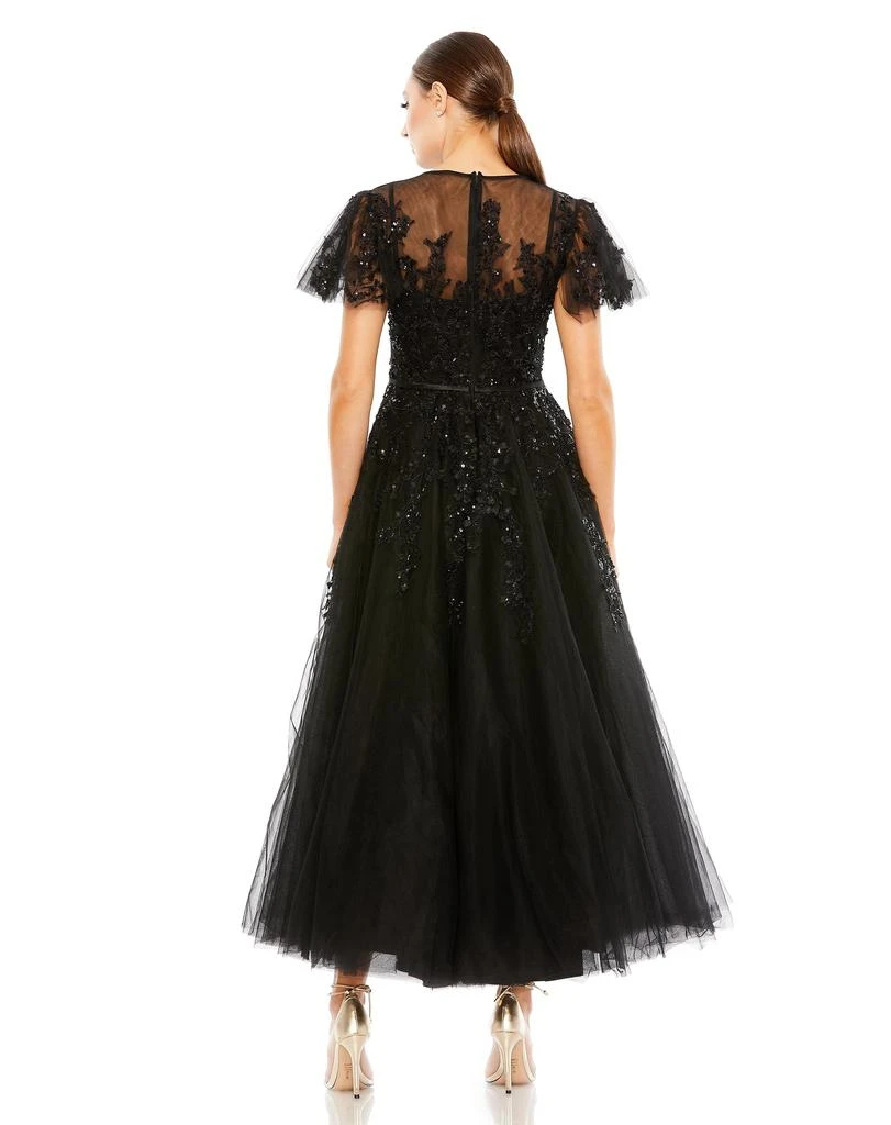 Mac Duggal Embellished Flutter Sleeve Bow Waist A Line Dress 2
