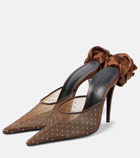 Magda Butrym Floral-appliqué embellished mesh mules 4