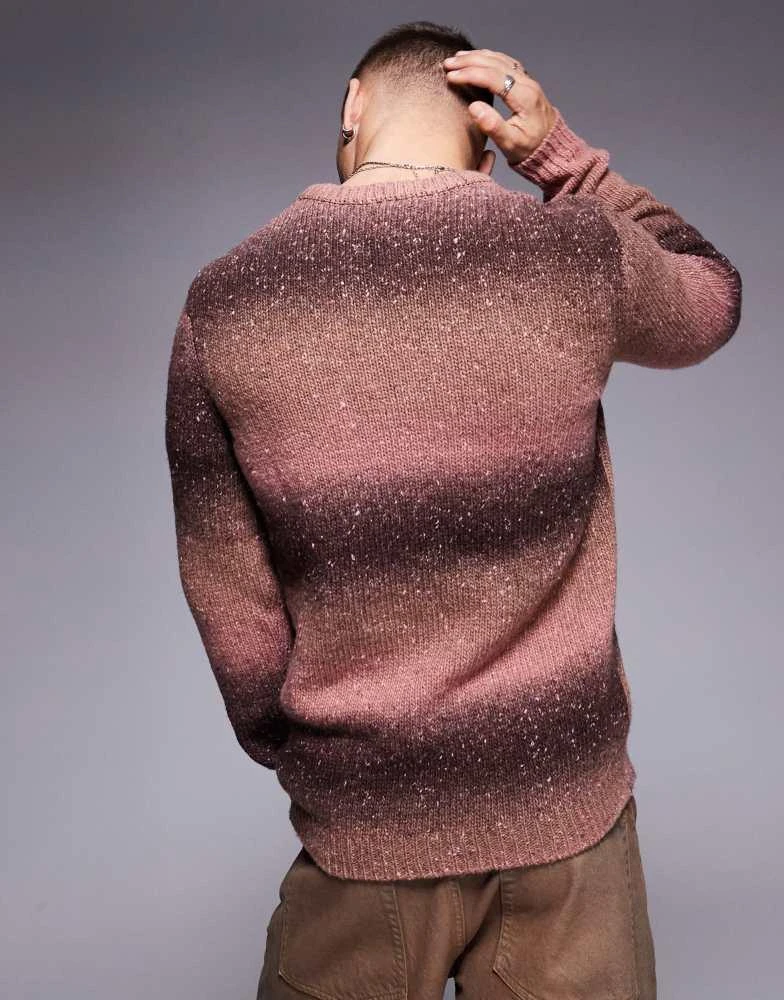 ASOS ASOS DESIGN knitted jumper with ombre stripe in pink 3