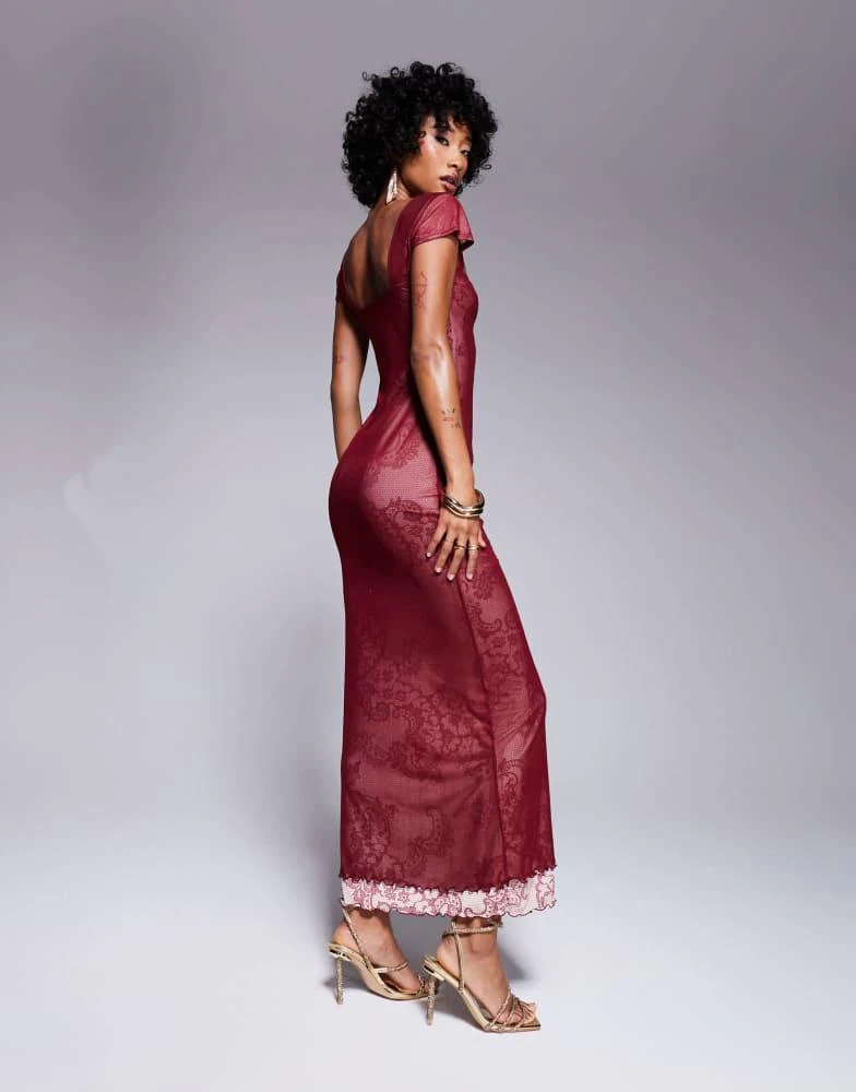 chinese dress ladies Baltic Born Womens Katinka Wrap Maxi Dress | Burgundy Multi Floral