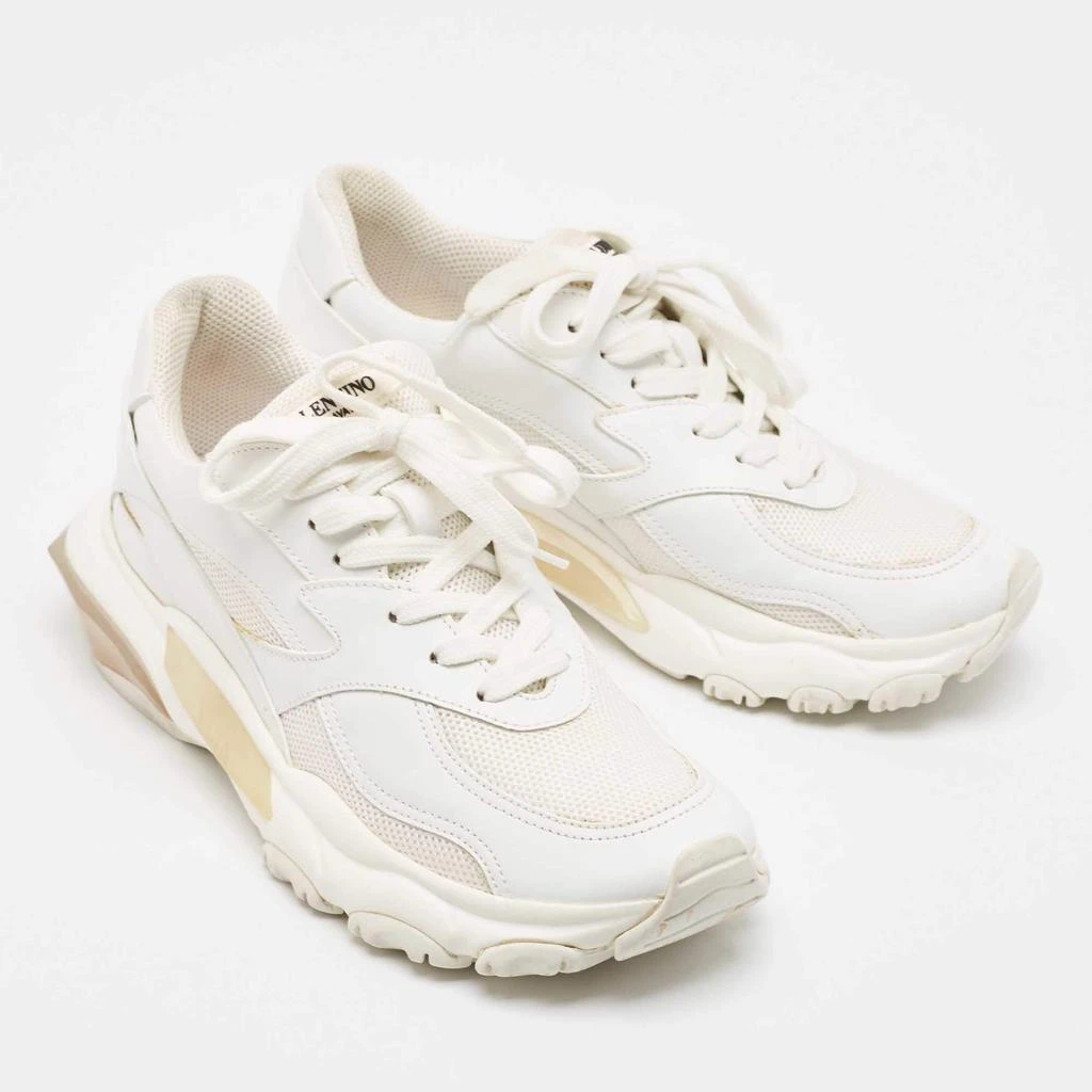 Valentino Valentino White Mesh and Leather Bounce Low-Top Sneakers Size 39.5 4