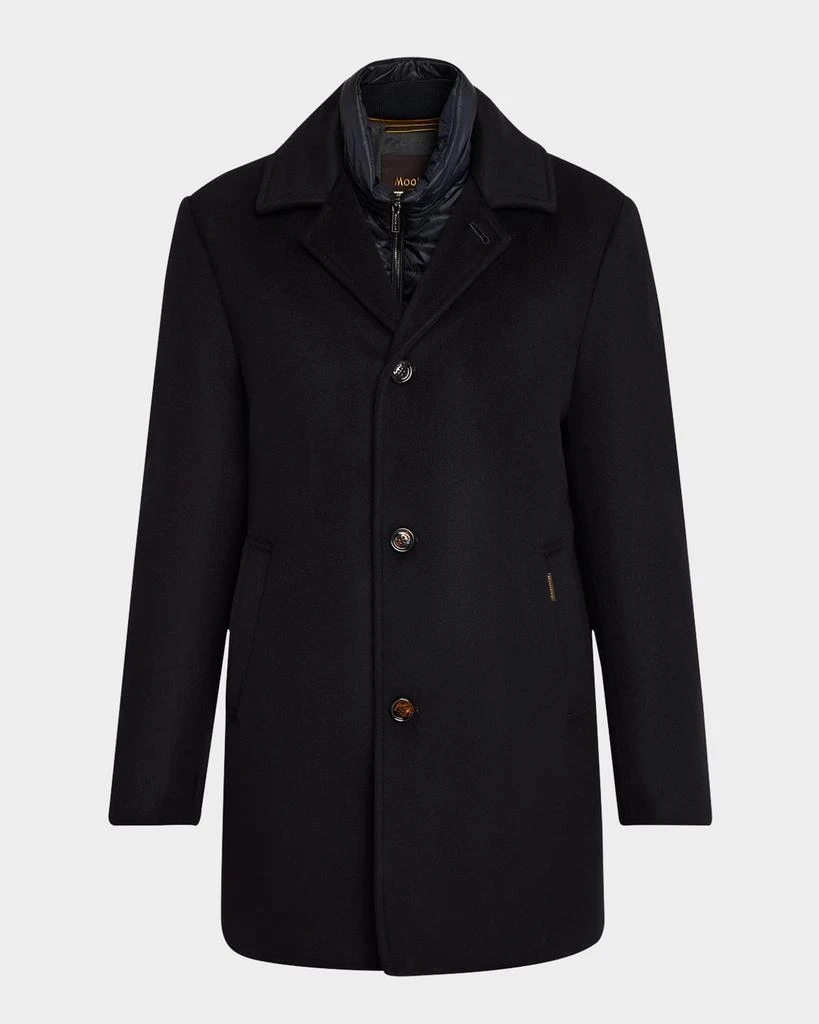 MOORER Men's Wool-Cashmere Topcoat with Bib 1
