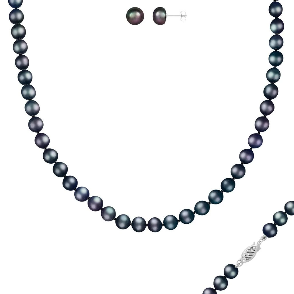 Splendid Pearls Beautiful 2 Piece 7-8mm Freshwater Pearl Set, 14k Gold 4