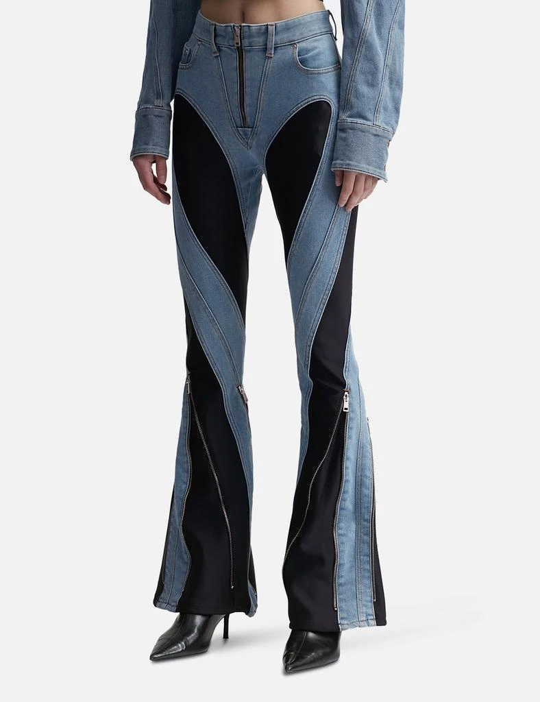 Mugler Zipped Bi-Material Jeans 2