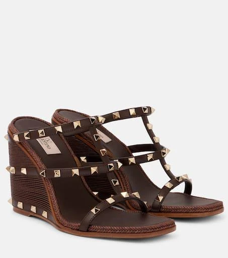 Valentino Rockstud leather wedge mules 1