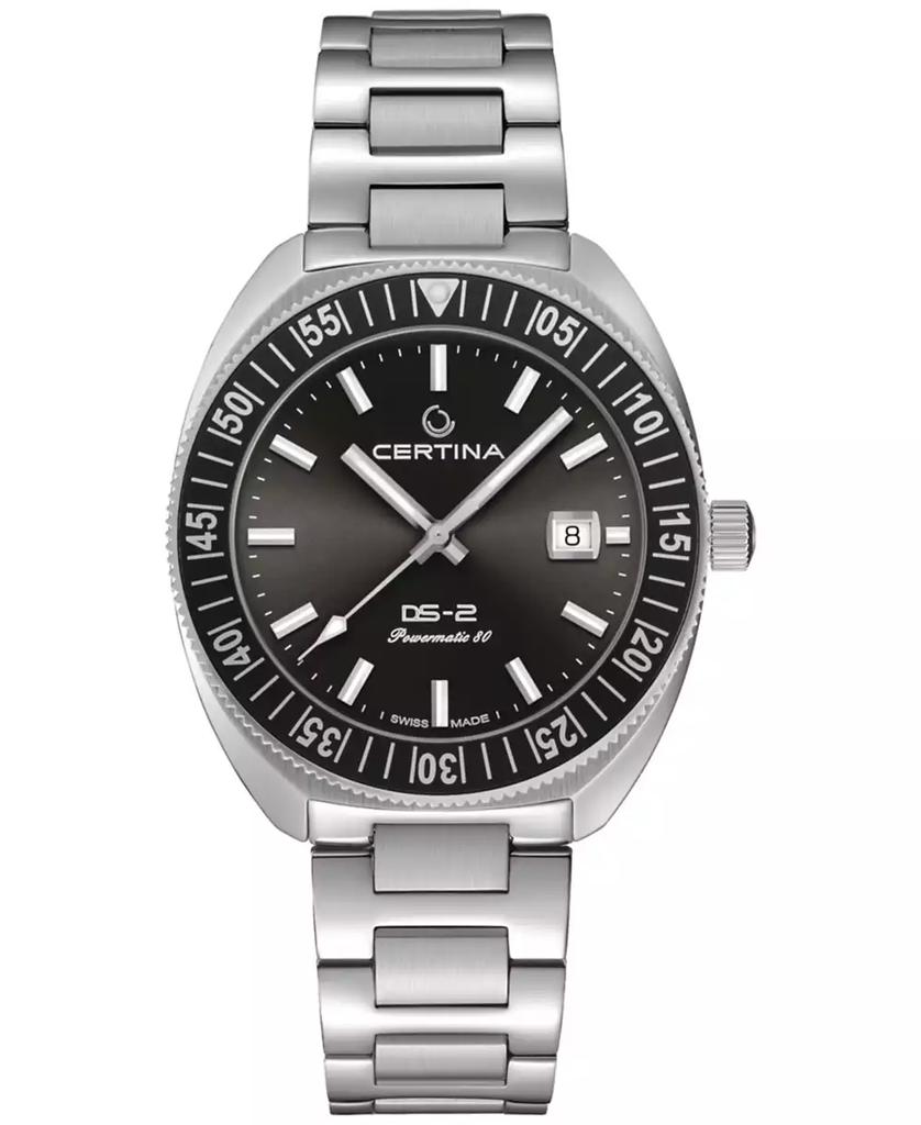 Certina Men's Swiss Automatic DS-2 Stainless Steel Bracelet & Gray Synthetic Strap Watch 41mm Gift Set