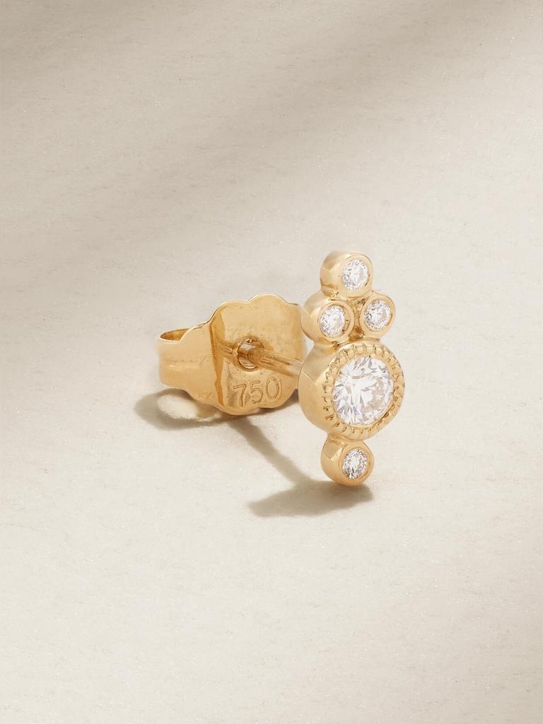 Maria Tash 18k 黄金钻石单只耳钉（4 毫米）