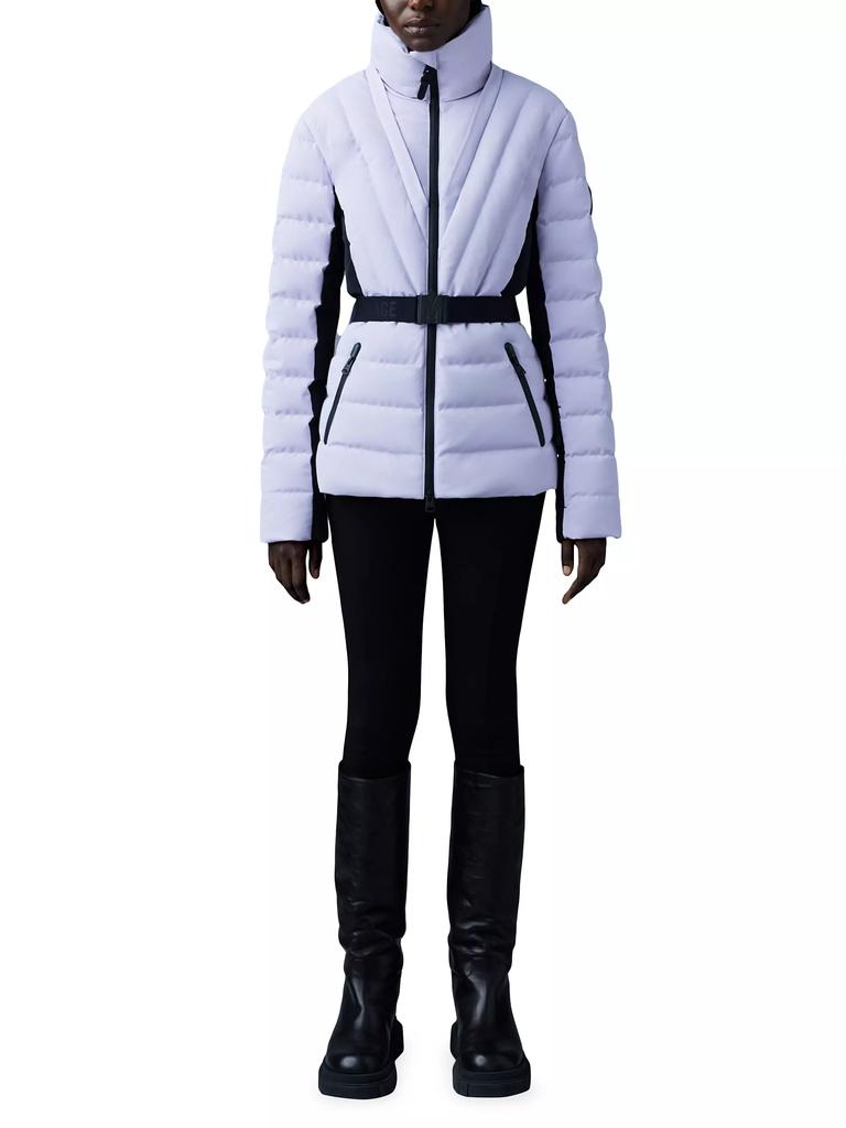 Mackage Elita Belted Down Ski Jacket With Shearling Hood