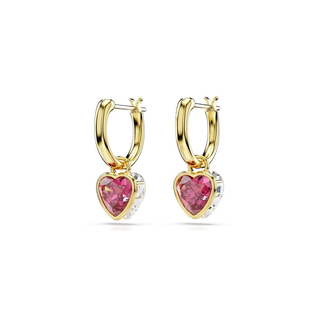 Swarovski Chroma drop earrings heart red gold-tone plated 3