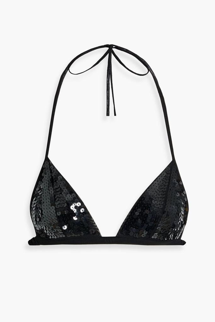 Rick Owens Sequined tulle halterneck bra top