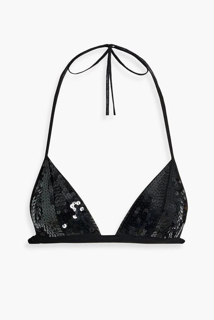 Rick Owens Sequined tulle halterneck bra top 1