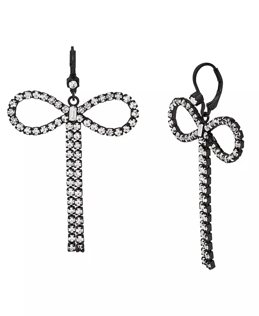 Betsey Johnson Faux Stone Rhinestone Bow Drop Earrings 1