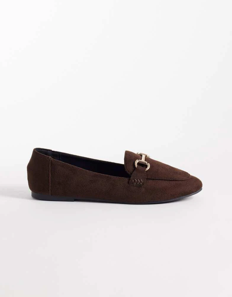 London Rebel Wide Fit London Rebel Wide Fit Nori buckle detail loafer in choc micro