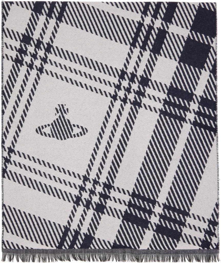Vivienne Westwood Black 
Gray Tartan Scarf 2