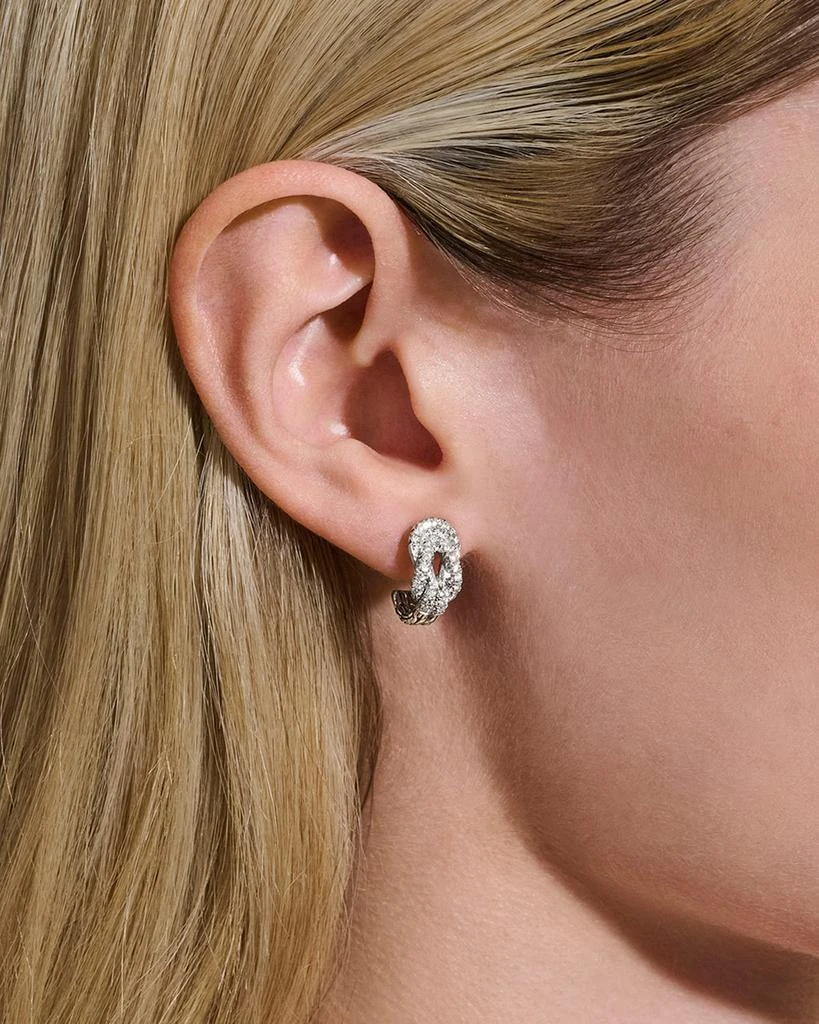 John Hardy Sterling Silver Pave Love Knot Hoop Earrings, 13mm 2