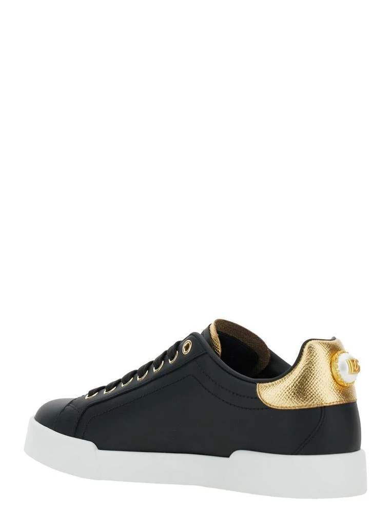 Dolce & Gabbana Black Low Top Sneakers With Logo Lettering On The Tongue And Logo Detail On The Heel In Leather Woman 3