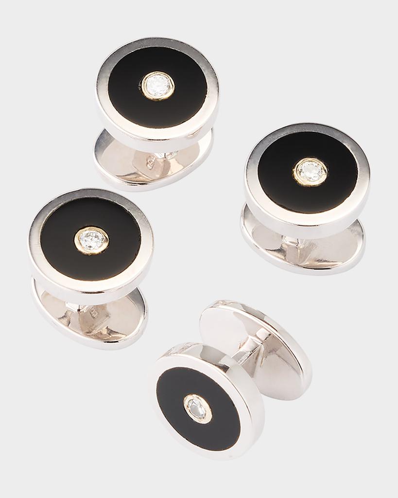 Jan Leslie Men's Round Black Onyx and Diamond Tuxedo Studs