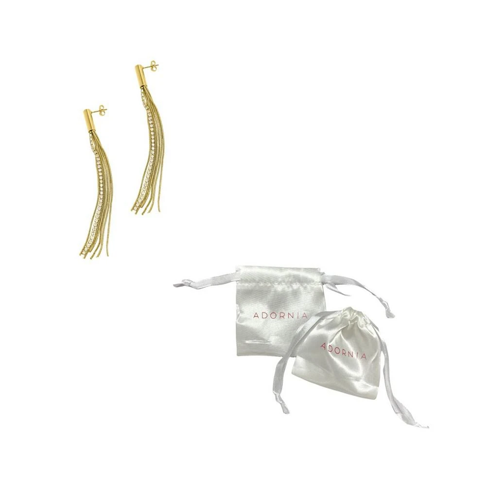 ADORNIA 14K Gold-Tone Plated Fringe Chain and Crystal Tassel Earrings 2