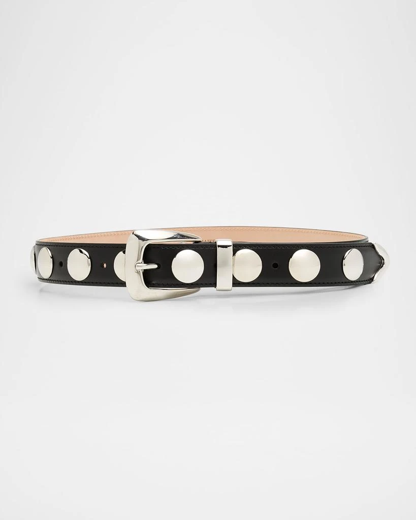 Khaite Benny Silvertone Studded Leather Belt 1