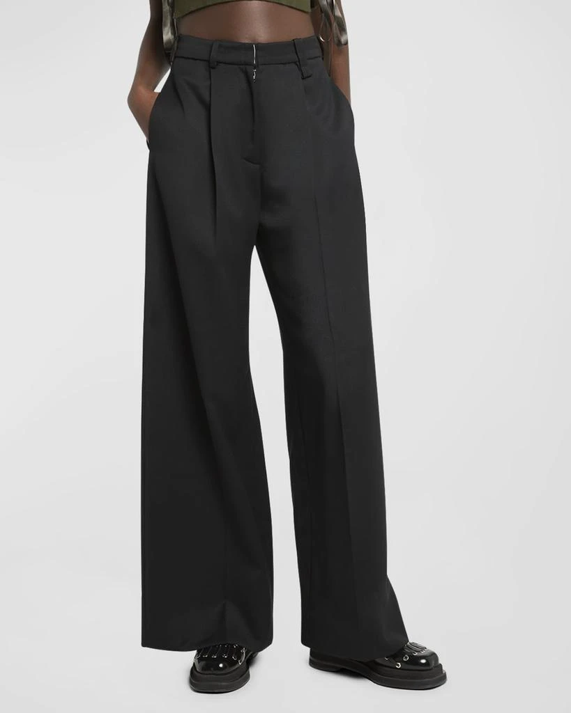 Simone Rocha Faux-Fur Trim Pleated Wide-Leg Trousers 6