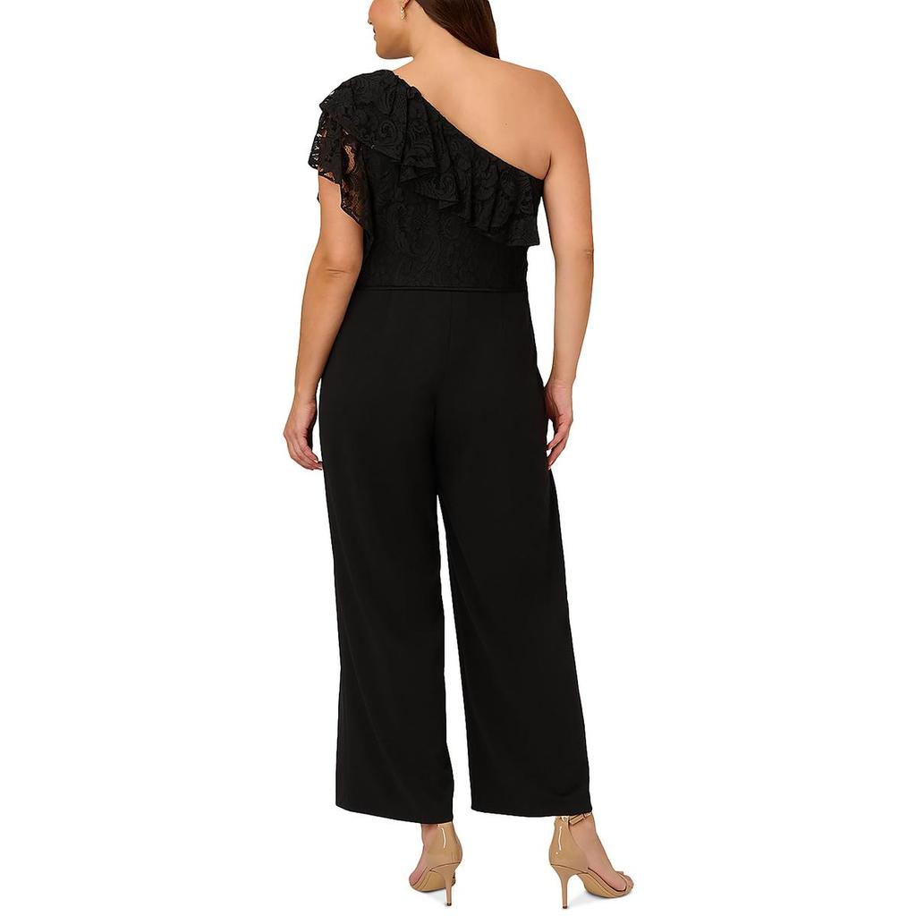 Adrianna Papell Womens Lace One Shoulder Jumpsuit