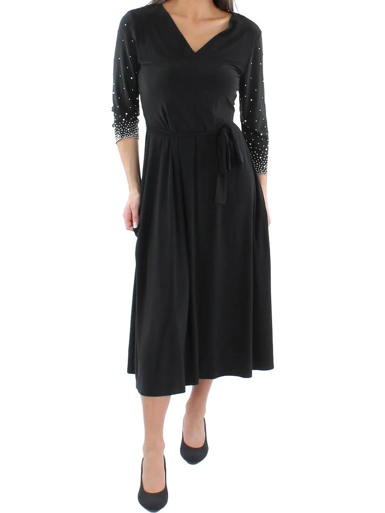 MSK Womens Knit Beaded Midi Dress 1