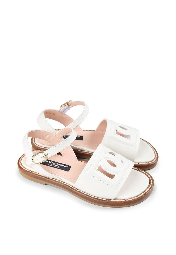 Dolce & Gabbana White Sandals For Girl With Dg Logo 3