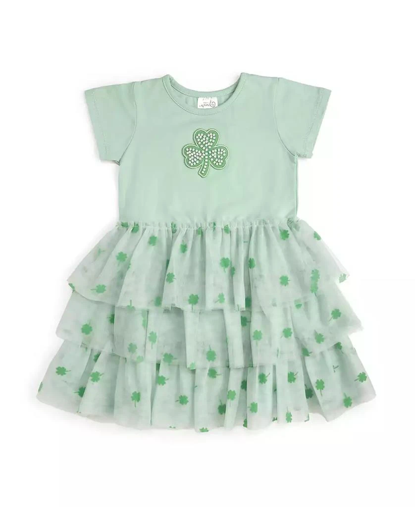 Sweet Wink Little Girls Flocked Shamrock St. Patrick
s Day Tiered Short Sleeve Tutu Dress