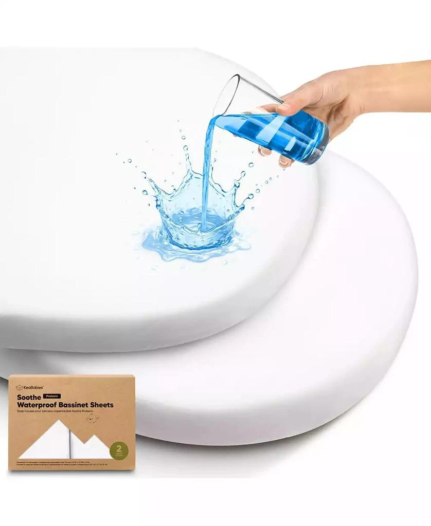 KeaBabies 2pk Soothe Waterproof Bassinet Sheets for Girls, Boys, 33x17 Universal Baby Bassinet Mattress Protector Cover